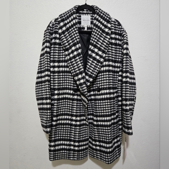 Avec Les Filles Jackets & Blazers - AVEC LES FILLES Black White Houndstooth Plaid Women's Coat Size Large NWT